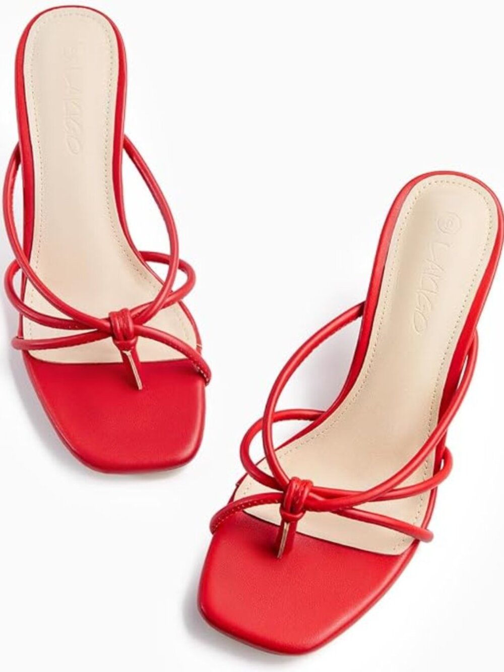 Women’s Square Open Toe Flip Flops Stiletto Heels Strappy Thong Slide on Slingba